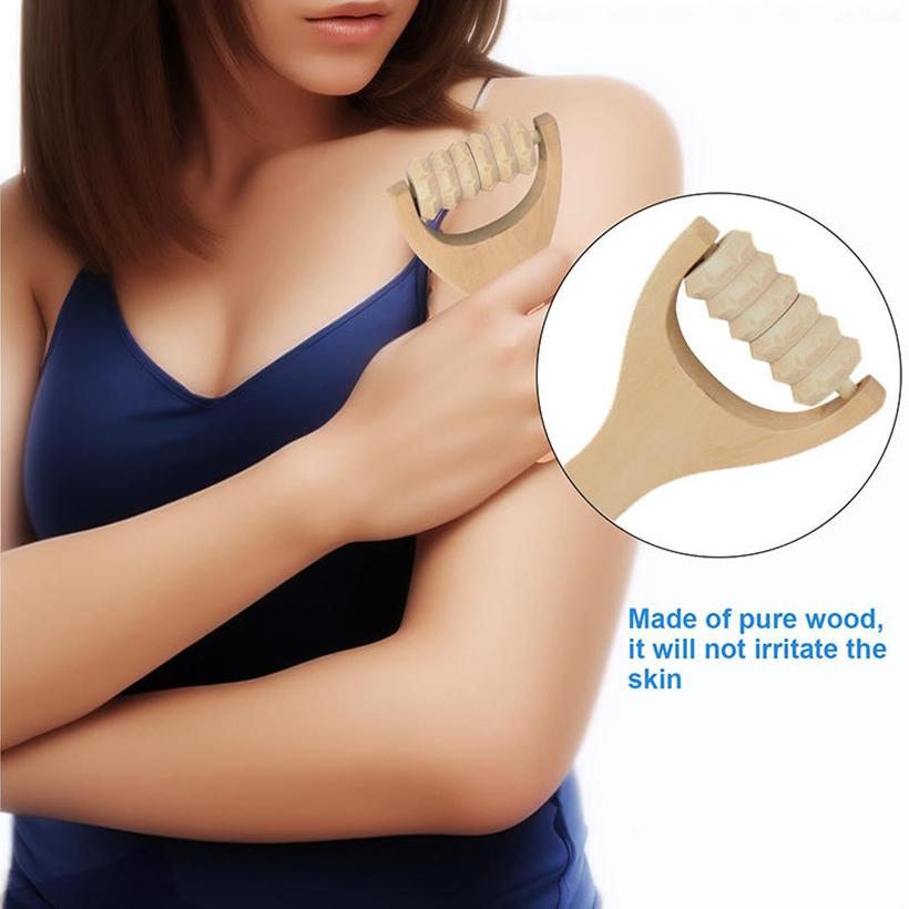 Wooden Massage Roller Multi Functional Handheld Body Face Neck Trigger Point Massager Tool