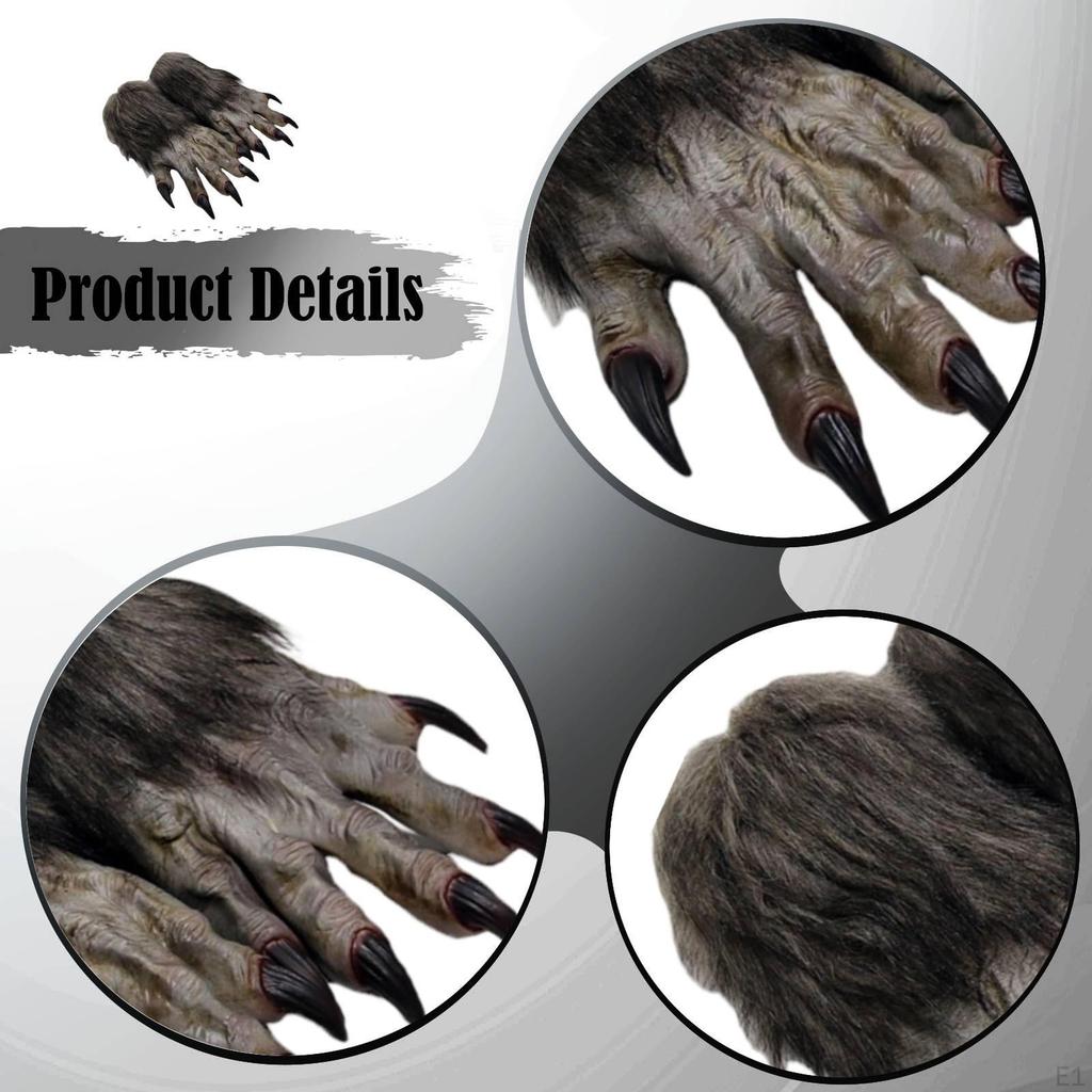 Halloween WereGloves Costume Accessory Scary Props Gothic Hand Gloves Wolf Claws for Party Carnival