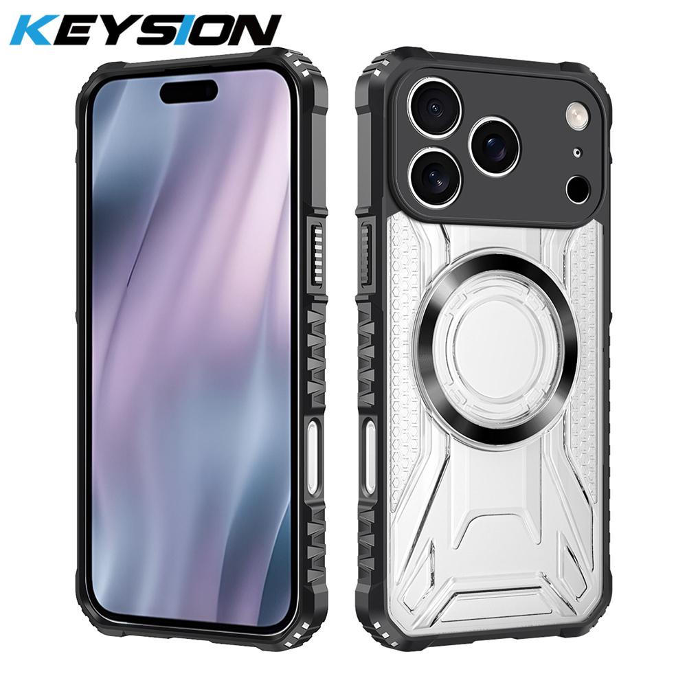 KEYSION Transparent Magnetic Case for iPhone 17 Pro Max Soft Silicone+PC Heavy Duty Shockproof Phone Cover for iPhone 17 17 Air