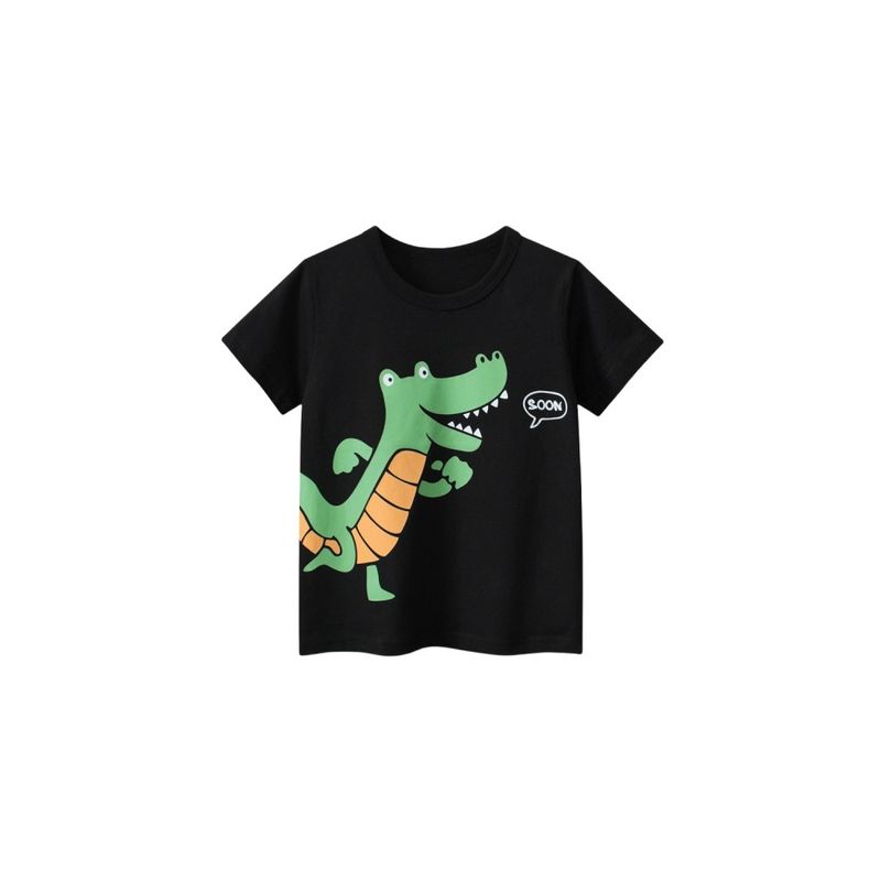 27kids Kids Summer Short Sleeve T-shirt Top Children's Clothing Boys Dinosaur Clothes Baby Boys Cotton Base Shirt