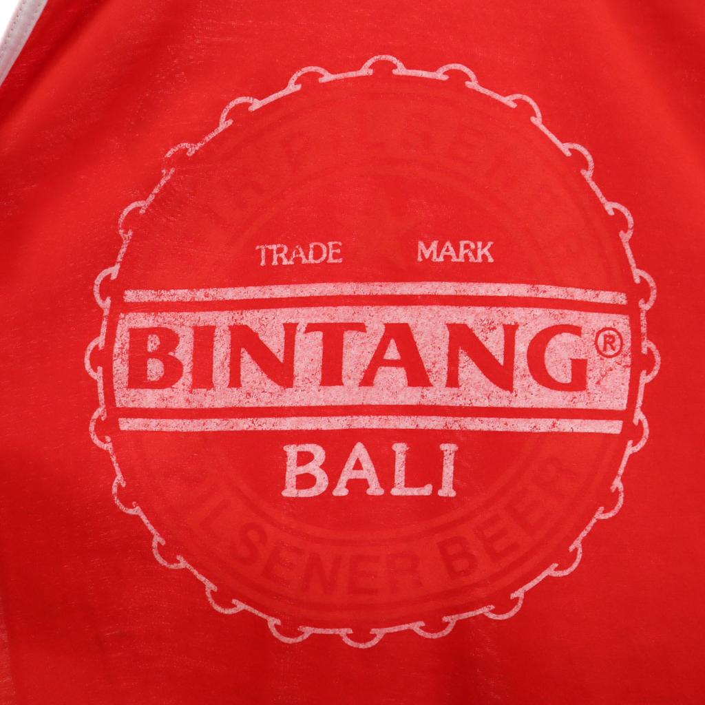 BINTANG 90s Old Back Logo Print Tank Top XXL Red Unisex Men's Used