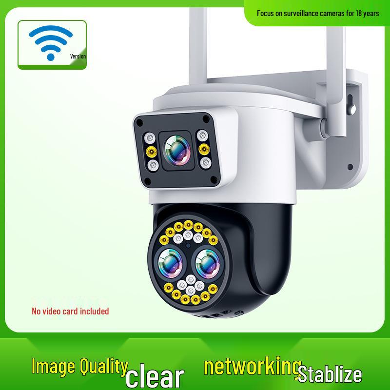 HD Monitor with Dual-Screen PTZ Camera: 360° Wireless WiFi Night Vision for Outdoor Use