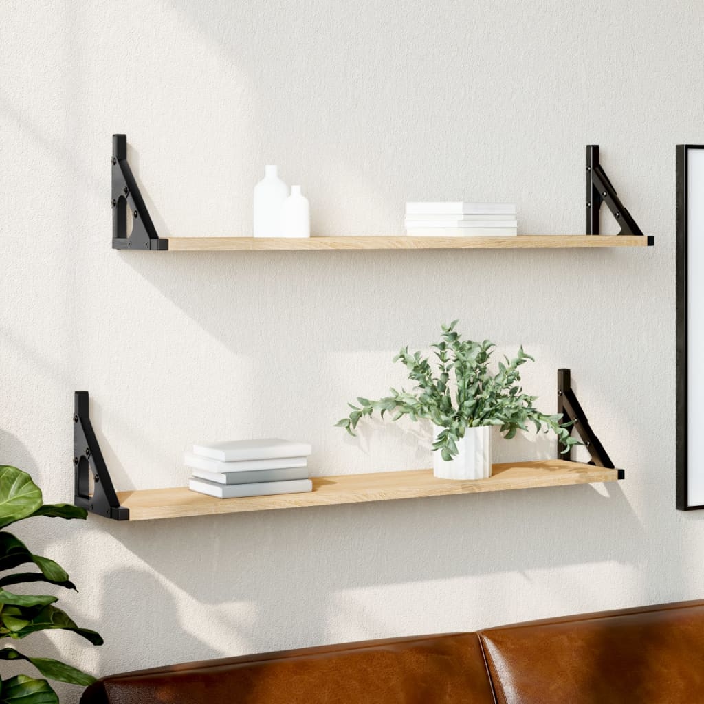 Wall Shelves 2 pcs Sonoma Oak 80 x 15 x 15.5 cm engineered wood