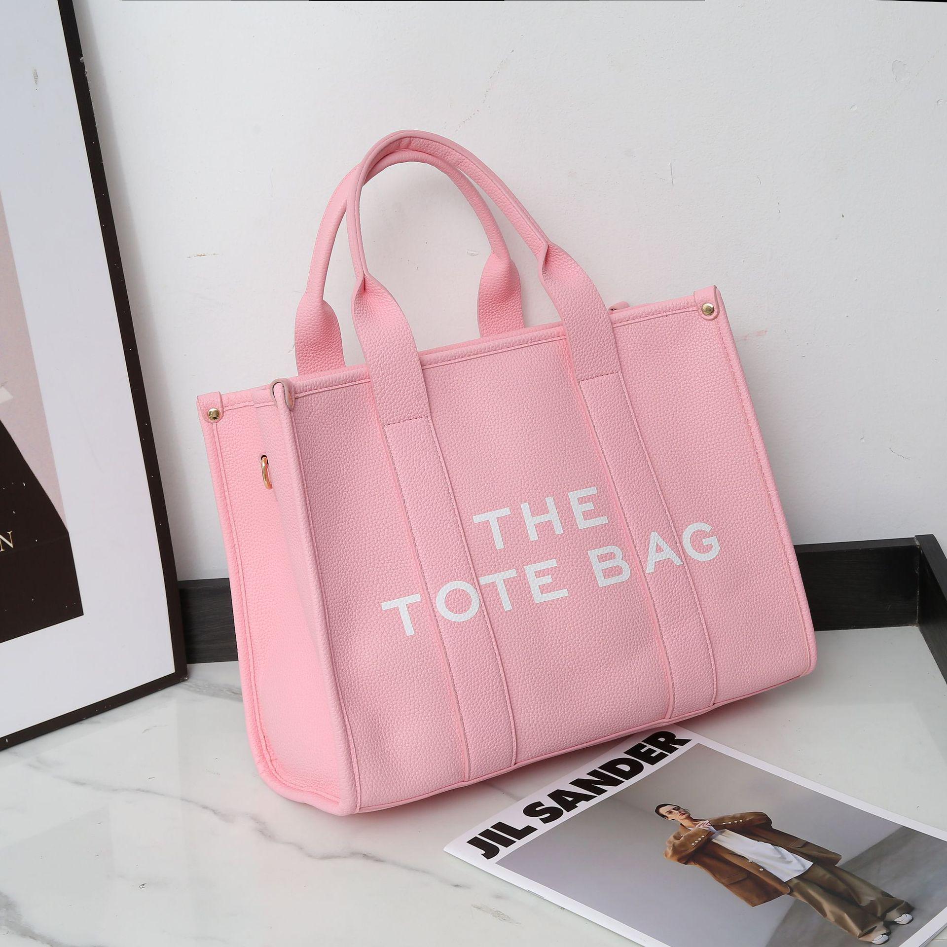 

«Женская сумка-тоут из искусственной кожи большой вместимости — однотонная, повседневная и стильная» Large роза розовый