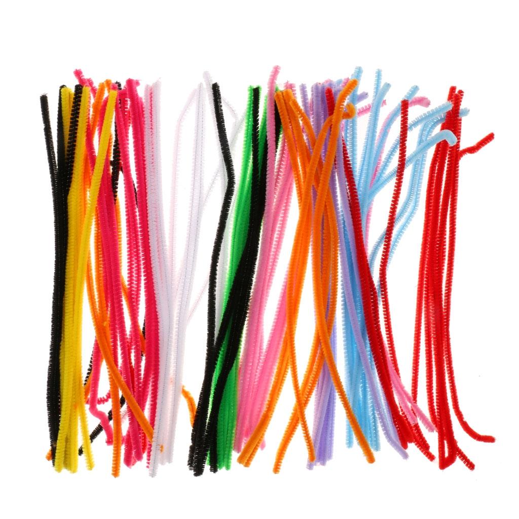 100Pcs Assorted Plush Pipe Cleaners Chenille Craft Supplies Stems Christmas Decor