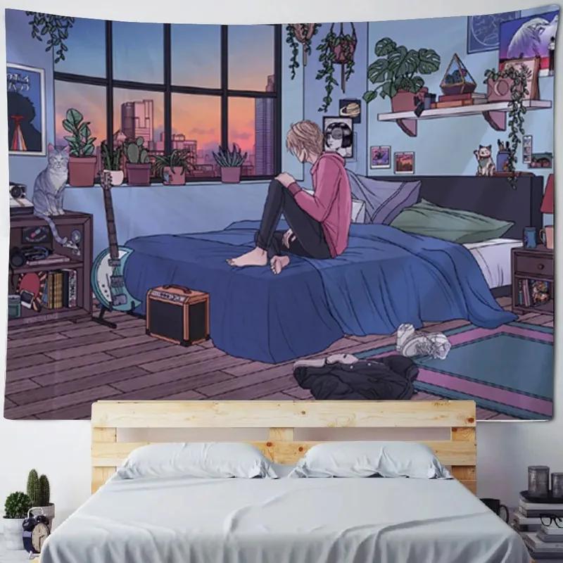 Home Wall Decoration Tapestry Anime Cute Girl Background Office Living Room Tapestry
