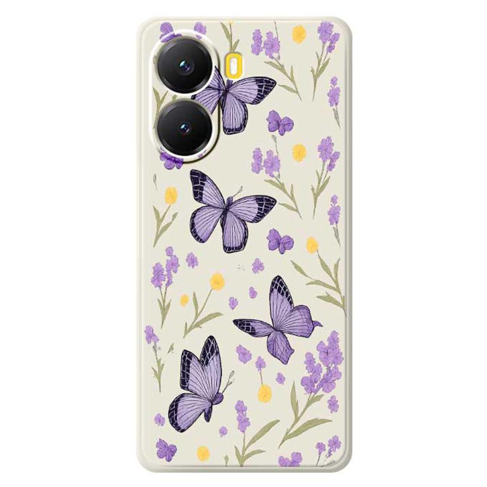 For Xiaomi Redmi Turbo 4 5G/Poco X7 Pro 5G Case Purple Butterflies Pattern Printing Straight Edge TPU Phone Back Cover