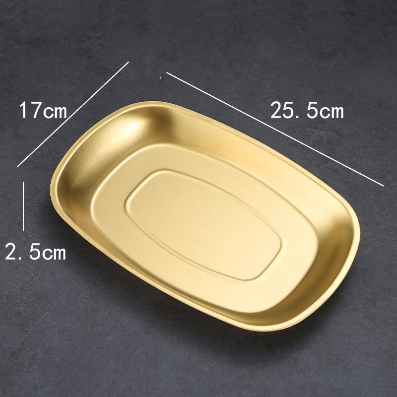Korean Stainless Steel BBQ Gold Cutlery Round Plate