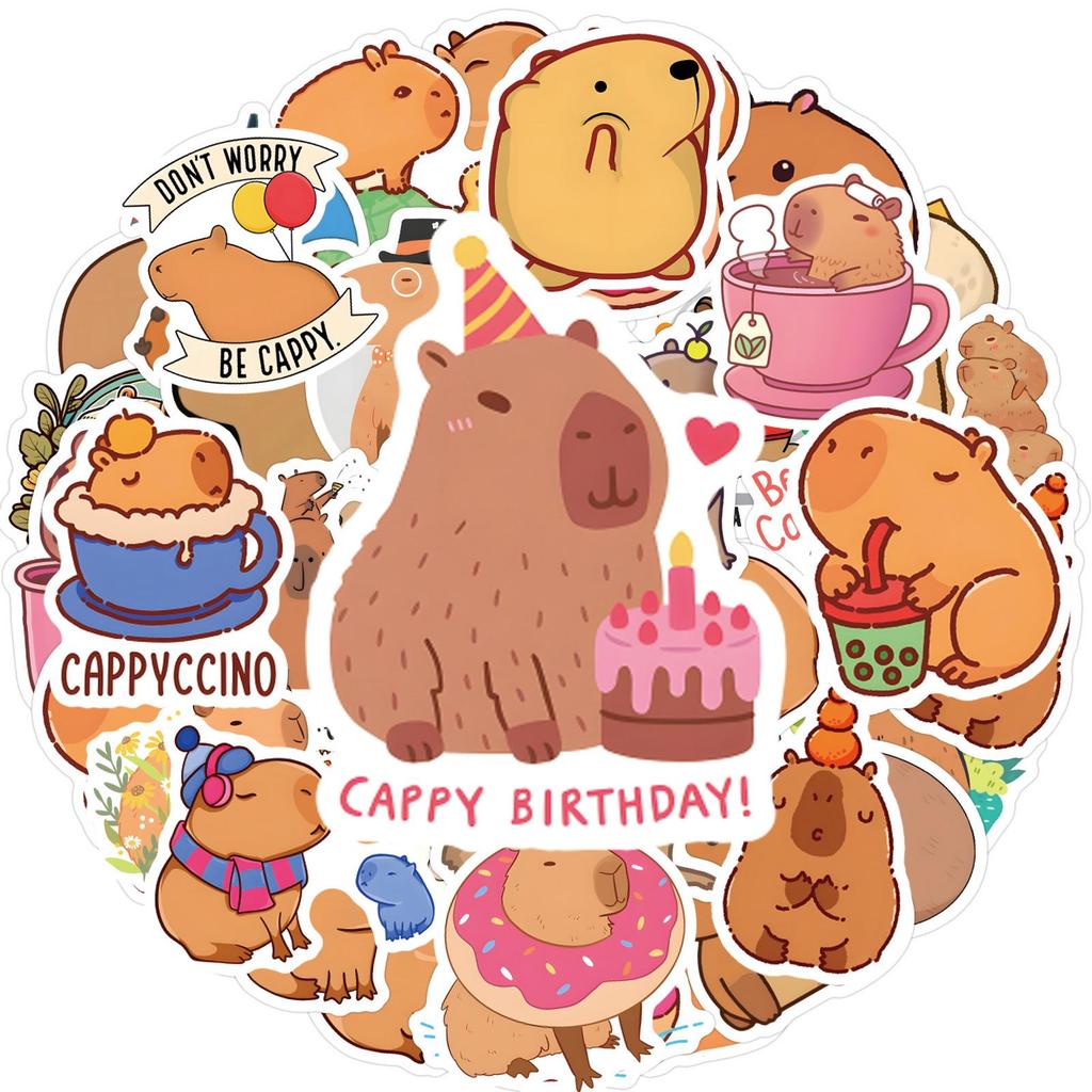Capybara Stickers: 120 Cute Cartoon Designs for Journals and Water Bottles, Waterproof and Durable.