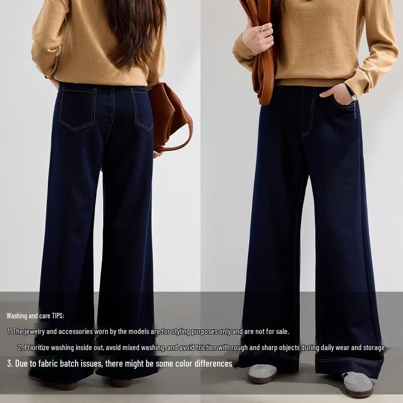 VICTORIA&VERA Women's Anti-Wrinkle Faux Denim Straight-Leg Pants V9016K09