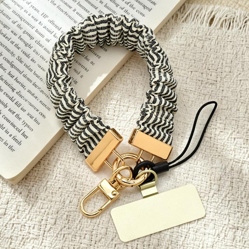Women's Summer Pleated Phone Lanyard & Wrist Strap - Elegant Charm & Chain