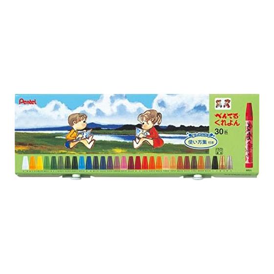 Pentel Crayon PTCR-30 30 color set with usage guide