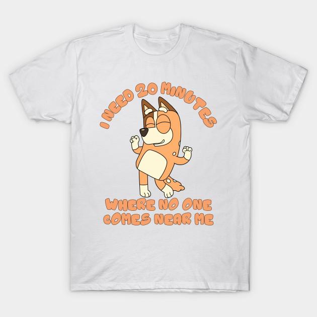 

Men Black Print T-shirt Bluey Chilli I Need 20 Minutes Where No One Comes Near Me No-Cut Transfer Paper Print Cotton Tshirt L
