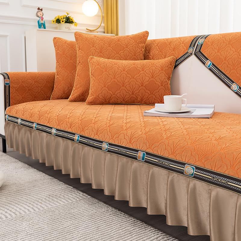 

New Chenier Sofa Cushion Non-Slip Four-Season Universal Seat Cushion High-End Sofa Cover Simple Modern Cover Light Luxury 70*70cm оранжевый