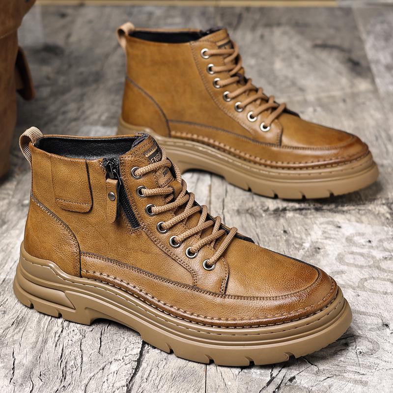 2024 Men's High-Top Martin Boots - Thickened Autumn/Winter Plus Velvet Cotton Sneakers