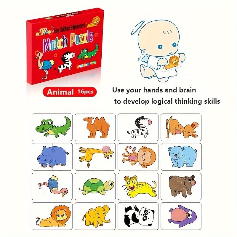 32-teiliges Puzzle-Set für Kinder mit Tier- und Obstmotiven, pädagogisches Spielzeugset zur kognitiven Entwicklung, geeignet für Kleinkinder zum Lernen