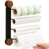 Suction Cup Kitchen Wrap Dispenser, No-Drill Punch Free Holder for Plastic Wrap, Aluminum Foil, Paper Towels & Bags