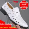 Men's Breathable Genuine Leather Hollow Sandals - Soft Sole, Non-Slip, Perfect for Summer and Business Wear