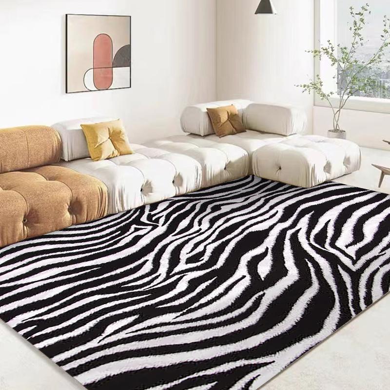 Zebra Black White Texture Rug Carpet for Living Room Bedroom Soft Kitchen Bathroom Anti-slip Floor Mats Hallway Rugs Home Decor