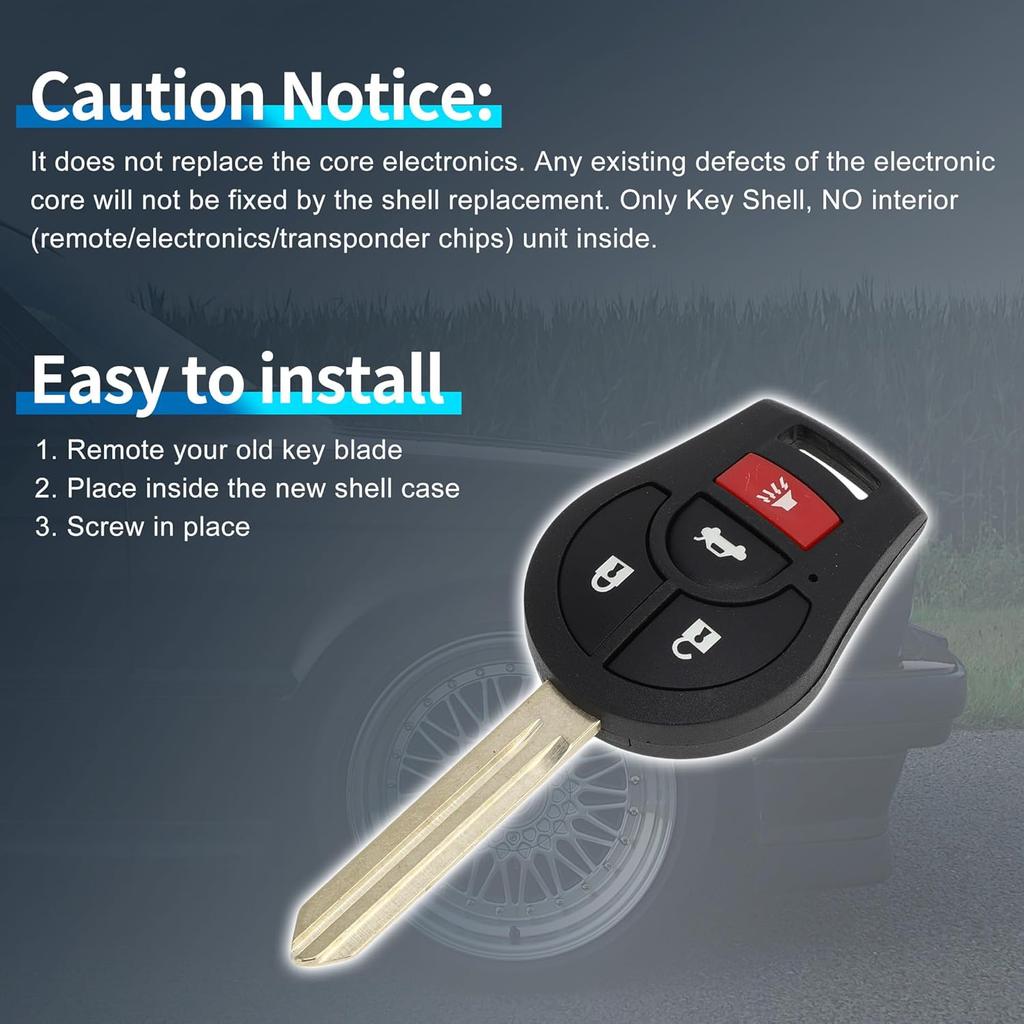 4 Buttons Key Shell Case CWTWB1U75/CWTWB1U816 for Nissan Sentra 2012-2016 for Nissan Versa 2013-2015 Keyless Entry Remote Key Fob Replacement Case