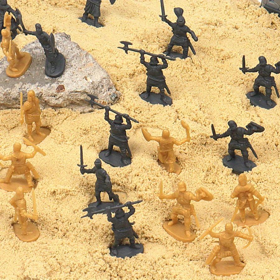 100 Stück Graue und Goldene Mini Mittelalter Soldatenfiguren - 12 Stile Detaillierte Miniatur Soldaten für Diorama Tabletop RPG Krieg JXB