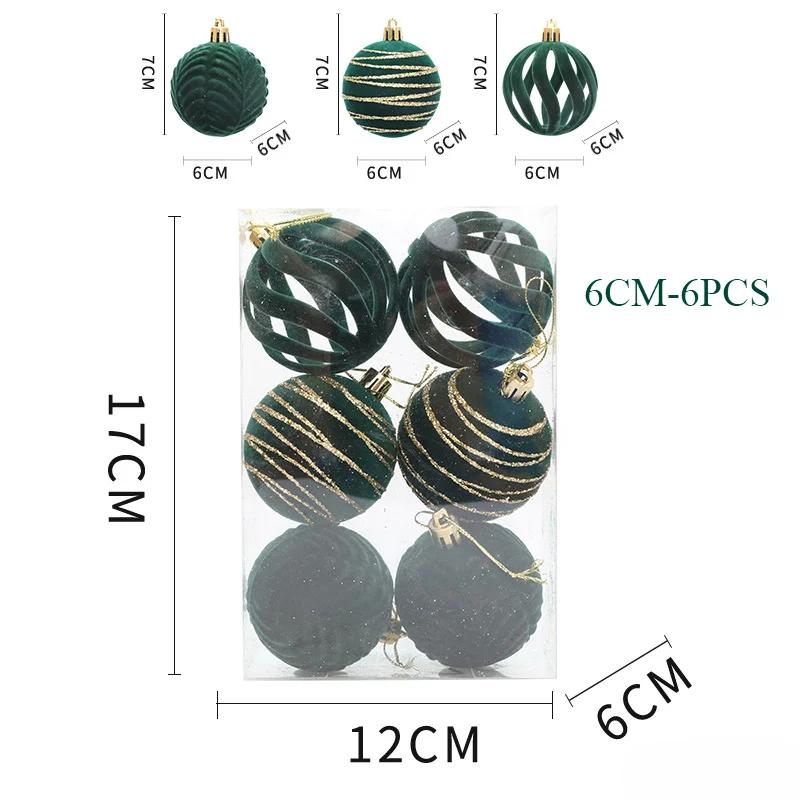 6/12pcs 6cm Wine Red Christmas Ball Ornaments Christmas Tree Party Decoration New Year Christmas Spheres Pendant Velvet Balls