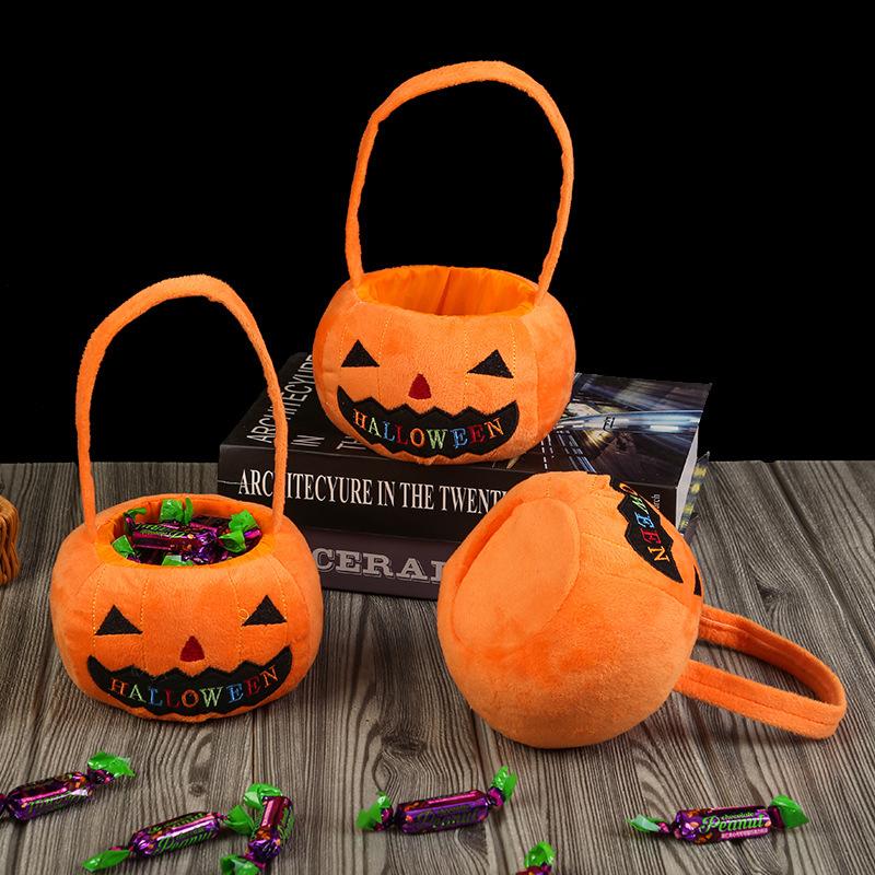 Halloween Pumpkin Candy Bags Decoration Props Portable Trick Or Treat Holder Handbag Basket Party Favor Holders For Children