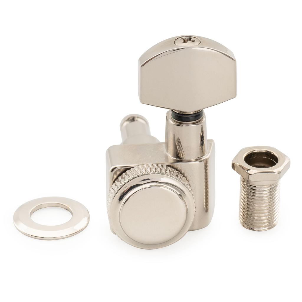 Musiclily Pro Locking Tuning Pegs with Gear Hex for Fender and Electric Nickel Left-Handed 6-Piece 2-Pin 181 Ratio, Buttons, Strat, Telecaster,