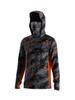 Men Splash Print Hooded Fishing Shirt Built‑in Face Mask UPF50+ UV Protection Mesh Sides Quick Dry Long Sleeve Outdoor Top