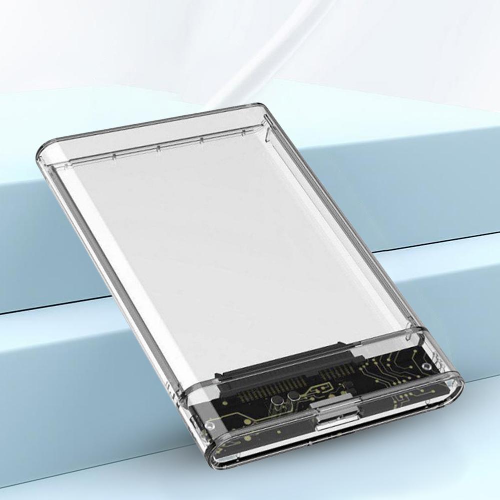 2.5 Inch HDD SSD Enclosure Transparent Portable External Hard Drive Case with USB 20 and 30 Support