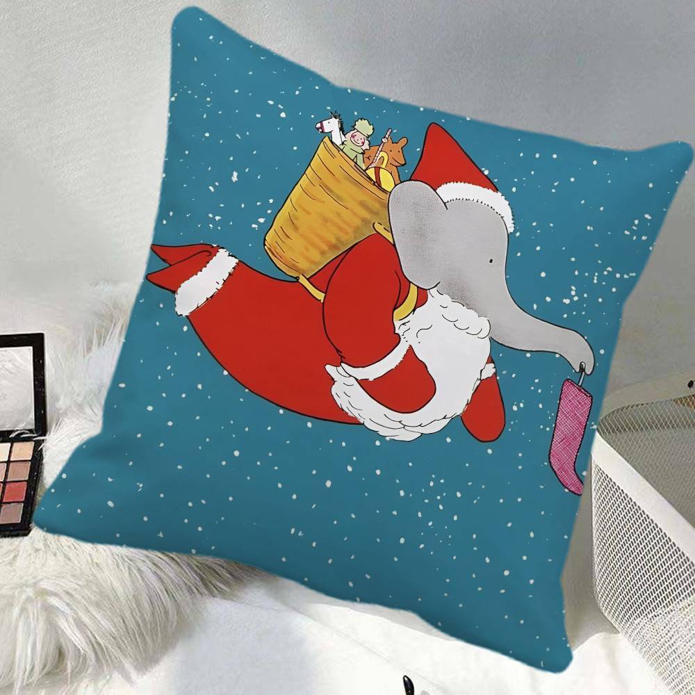 BBabar The Elephant Pillow Case Square Pillow Bedroom Sofa Leisure Comfort Cushion Car Home Decoration