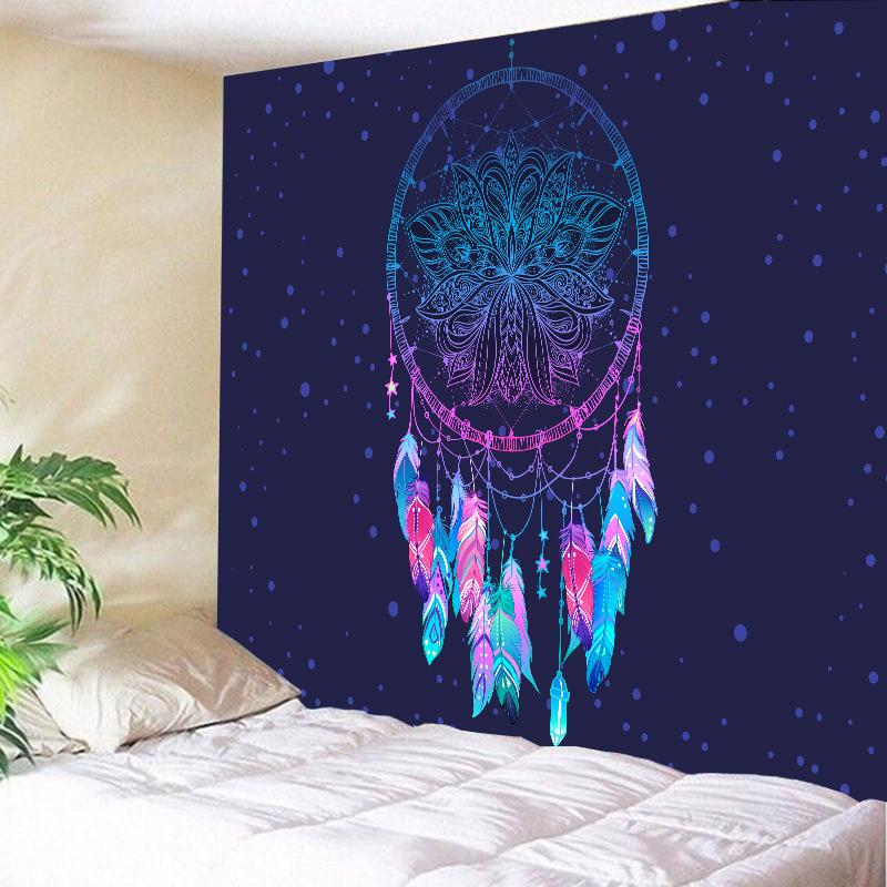 Bohemian Dream Catcher Tapestry Psychedelic Feather Mystical Decor Bedroom Hippie Wall Carpet Beach Towel Home Decor