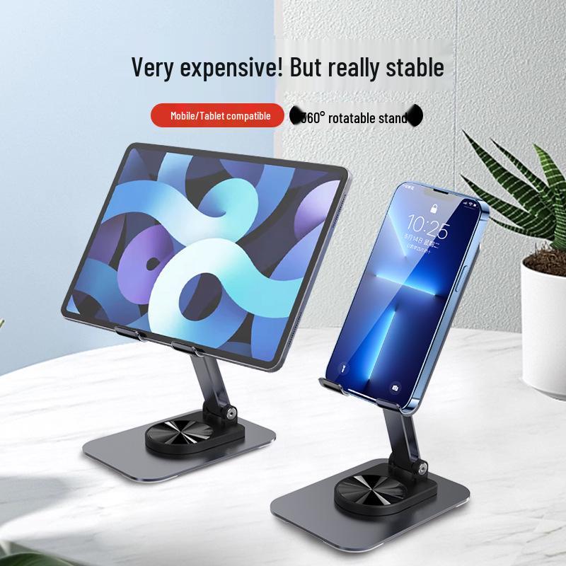 Foldable Aluminum Phone & Tablet Stand with Rotating Anti-Shake Design