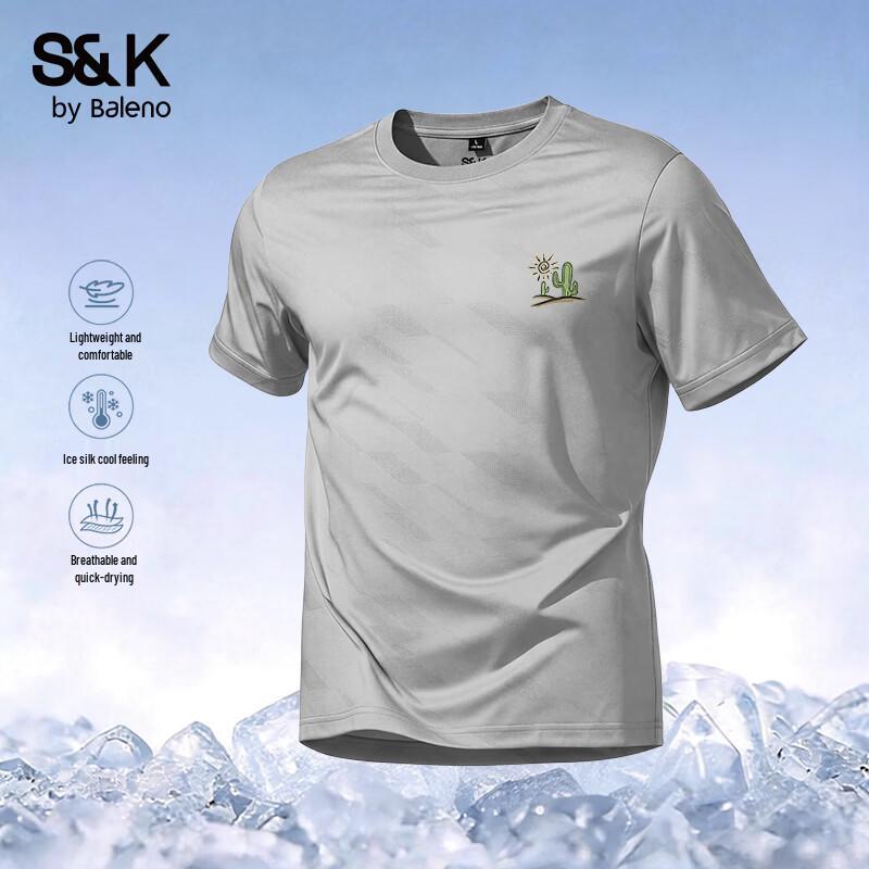

Baleno Men s Ice Silk Jacquard Short Sleeve Sport Top M