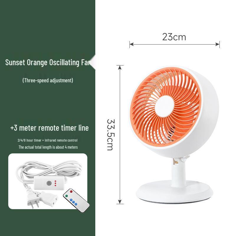 Compact Soundless Electric Desktop Fan with Large Airflow and Oscillating Head