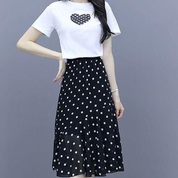 Damen Bedruckter Chiffon Pünktchenrock Sommer Neuer Stil Slim Fit und Modischer Halbrock für Damen