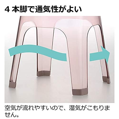 Richell Lucre Bath Chair, 30H, Brown, Made In Japan, Non-Slip, Stylish, Clear Plastic, 130041
