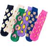 Women Socks Funny Cute Cartoon Fruits Banana Avocado Lemon Egg Cookie Donuts Food Happy Japanese Harajuku Skateboard Socks