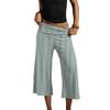 Pantaloni Corti da Donna a Vita Pieghevole Fondo Svasato Pantaloni da Tuta a Vita Pieghevole Bassi Yoga Elasticizzati Casual Gamba Larga Pantaloni da Tuta