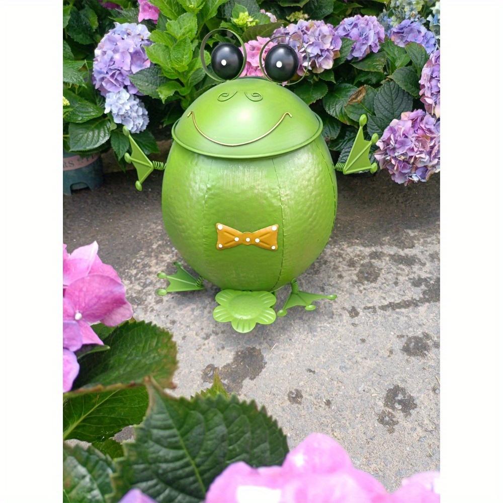 1 Rustproof Iron Frog Trash Can , Outdoor Garden Lawn Decorative Bin, Rain-Resistant Photo Prop for Courtyard and Airbnb Decoration