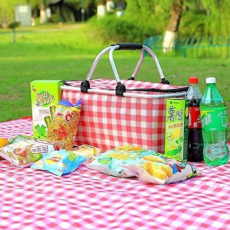 Large Capacity Insulated Picnic Basket - Portable, Foldable & Leak-Proof Aluminum Foil Bag for BBQs, Camping & Travel