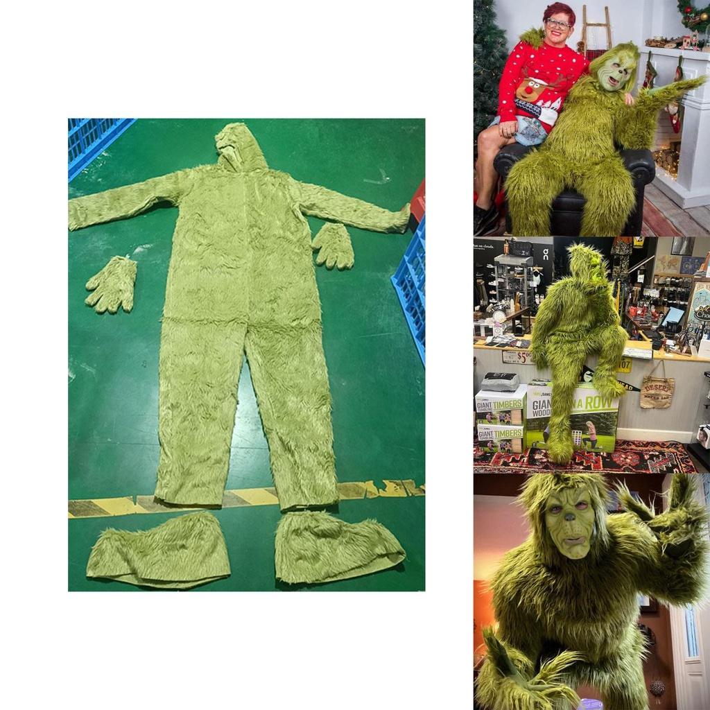 The Grinch Green Haired Monster Jumpsuit High-quality Cosplay Costume For All Ages