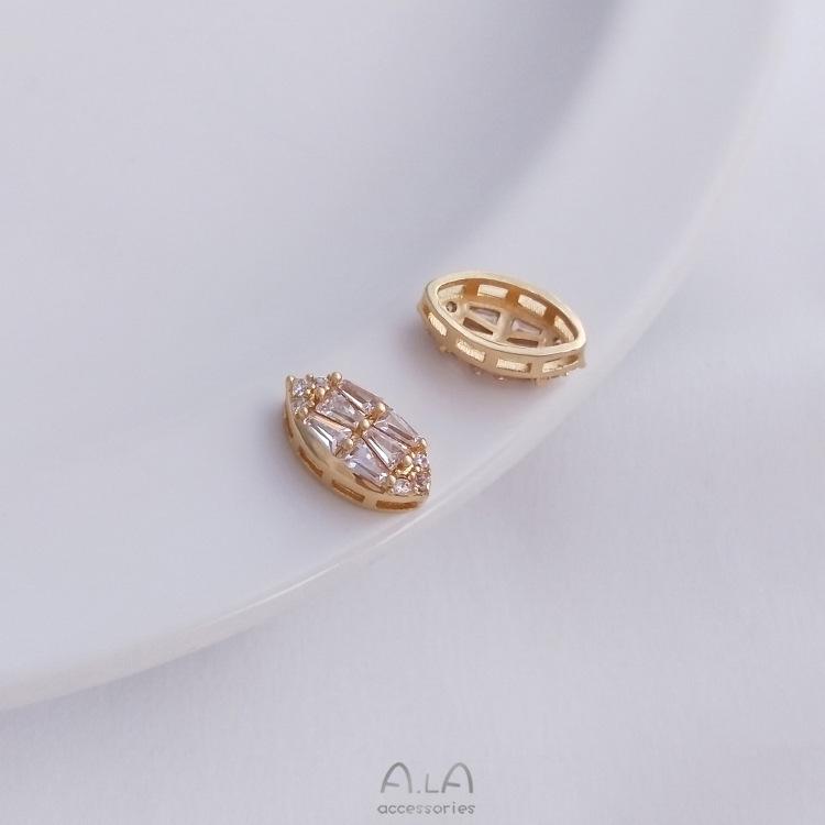 14K Gold-Filled Zircon Spacer Beads: Square, Round, Marquise, and Teardrop Shapes for DIY Jewelry