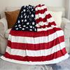 1pz Coperta in Flanella Ultra-Morbida con Stampa Bandiera Americana - 100% Poliestere, Antistrappo & Coperta Accogliente per Tutte le Stagioni per Letto, Divano, Campeggio, Ufficio - Lavabile in Macchina