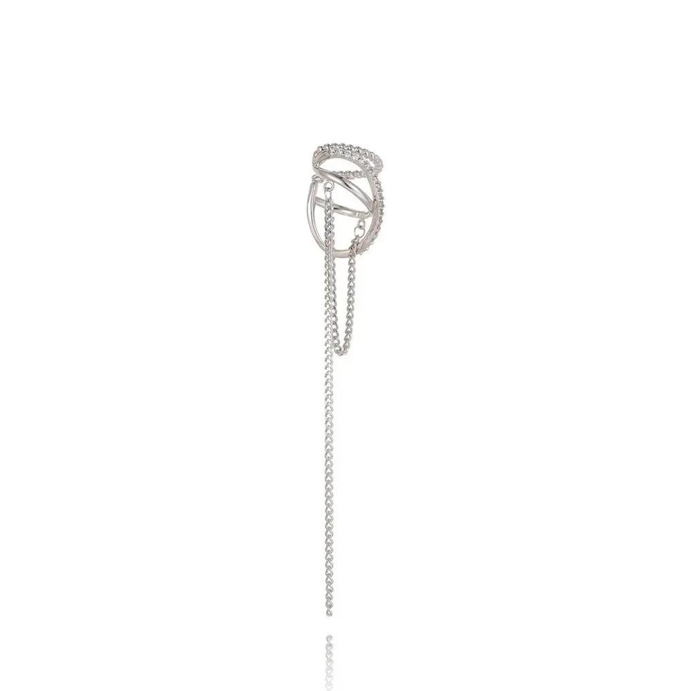 Long Chain Irregular Line Earclip Without Hole Earring for Women Simple Fake Piercing Earcuff Ear Accessories Zircon Party Gift