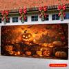 2D flat banner 1 piece suitable for the retro garage door background of Halloween pumpkin lanternszyc