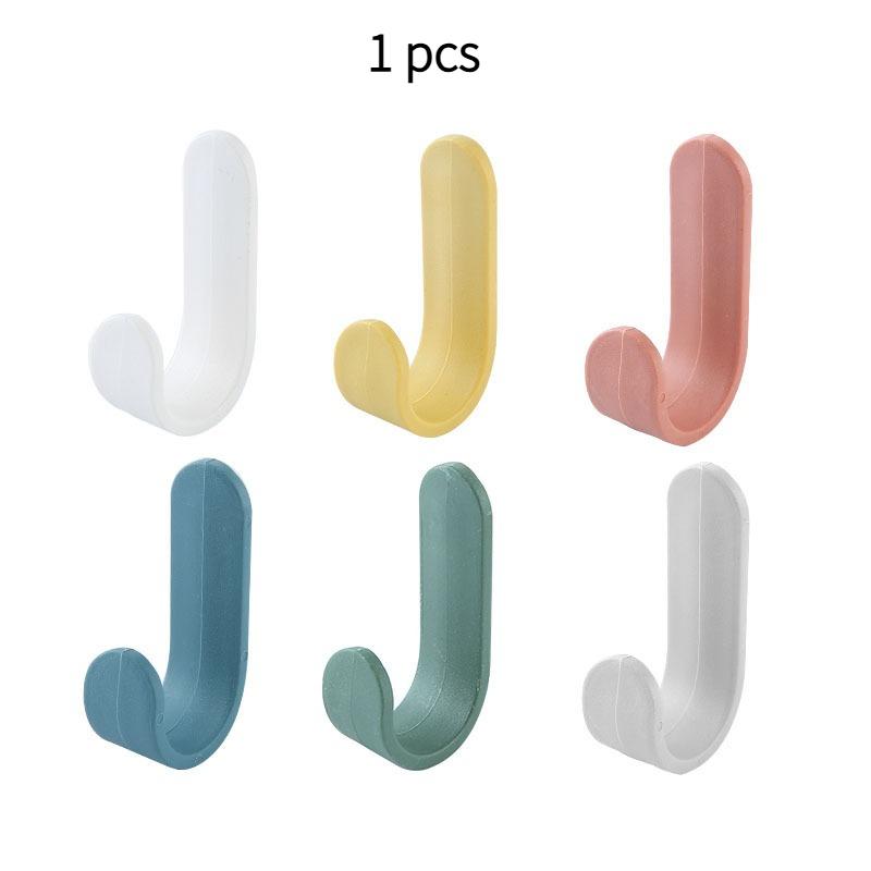 Nail-free J-shaped Hooks Adhesive Utility Hooks for Wall Decorative Key Holder Rack and Organization Coat Hook Multifunctional