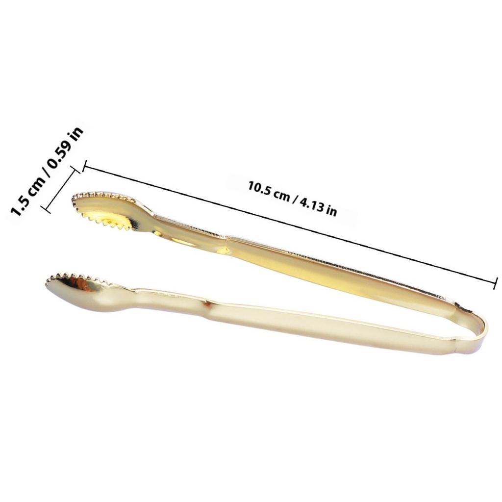 4Pcs Gold Plated Mini Serving Sugar Cube Tongs Stainless Steel Ice Tongs Ideal for Party Tea Coffee Bar Home Supplies
