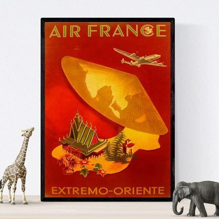 Affiche Vintage - NACNIC - Air France - Format A3 - Multicolore - Décoration Murale