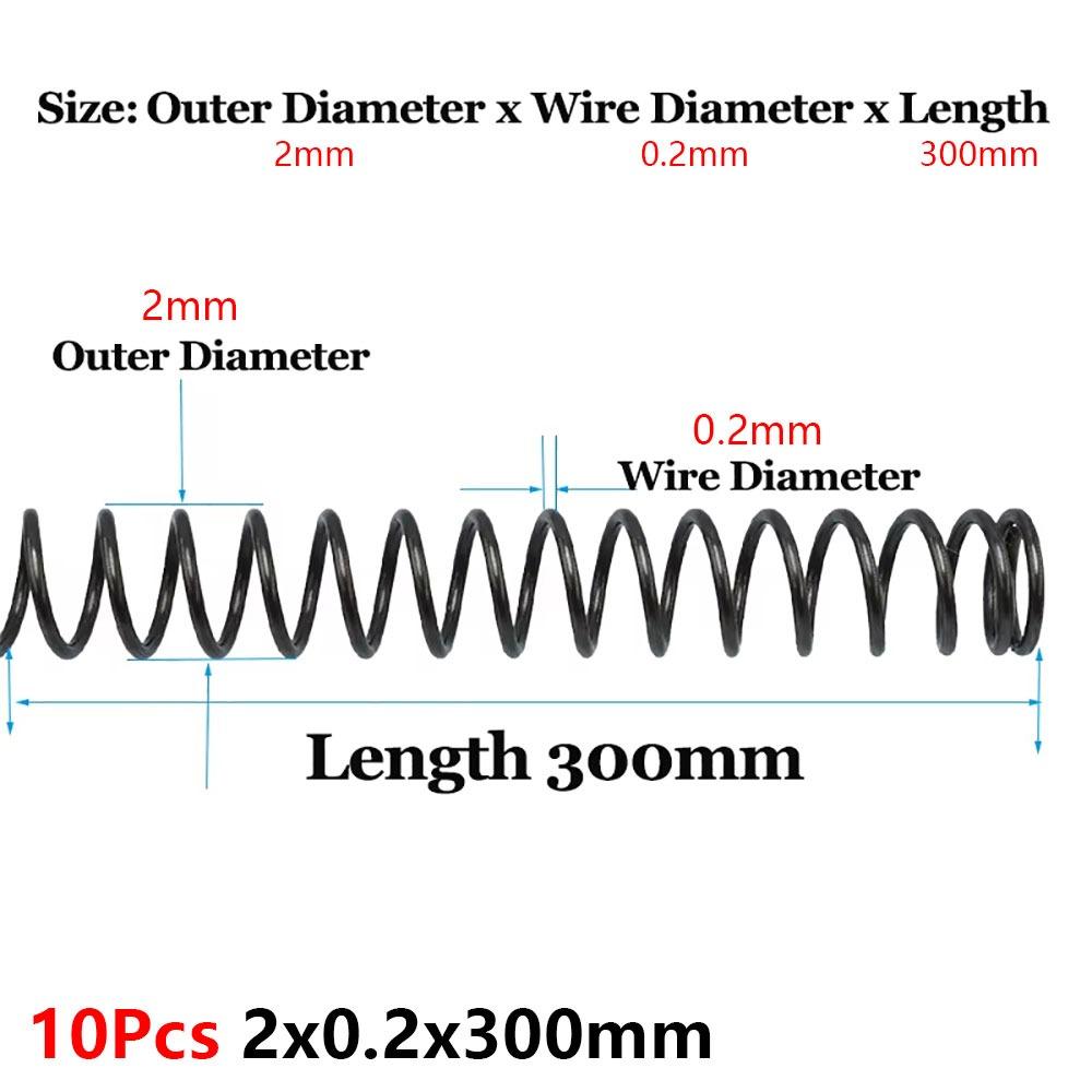 10Pcs Length 300mm Compression Spring Return Spring  for Industrial Machinery Automotive Repair 10Pcs 2x0.2x300mm